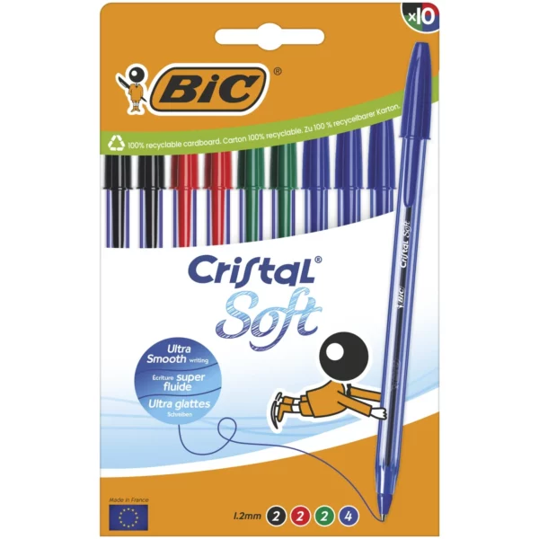 Stylo bille Cristal Soft Assortis BIC - x10