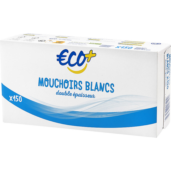 Mouchoirs blancs 2 plis Eco+ - x150