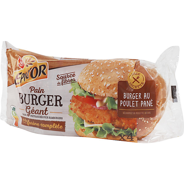 Pains complets pour hamburgers x 4 - 330g - EPI D'OR